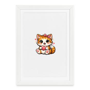 Cuddly Kitten Heart Motif - Framed poster (27 × 37 cm) - white - Front