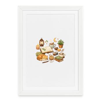 Moonlit Night Reading Time - Framed poster (27 × 37 cm) - white - Front