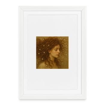 Portrait de cheveux en perle en or chaud - Affiche encadrée (27 × 37 cm) - blanc - Devant