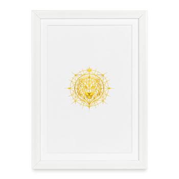 Lion Totem Metatron Doré  - Affiche encadrée (27 × 37 cm) - blanc - Devant