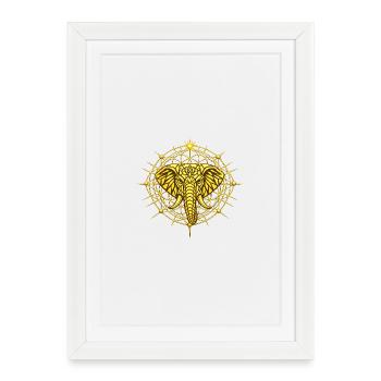 Golden Metatron Totem Elephant - Framed poster (27 × 37 cm) - white - Front