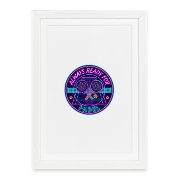 Neon Padel Club Logo - Affiche encadrée (27 × 37 cm) - blanc - Devant