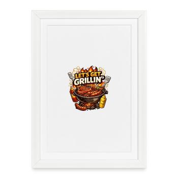 Allons faire griller – Graphismes BBQ amusants - Affiche encadrée (27 × 37 cm) - blanc - Devant