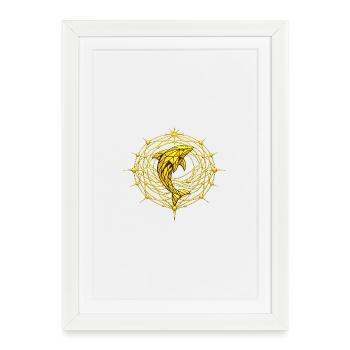 Dauphin Totem Metatron Doré  - Affiche encadrée (27 × 37 cm) - blanc - Devant