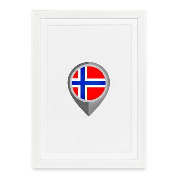 Conception de l’épingle du drapeau norvégien - Affiche encadrée (27 × 37 cm) - blanc - Devant