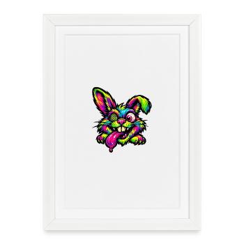 Psychedelic Bunny Neon Colors - Framed poster (27 × 37 cm) - white - Front