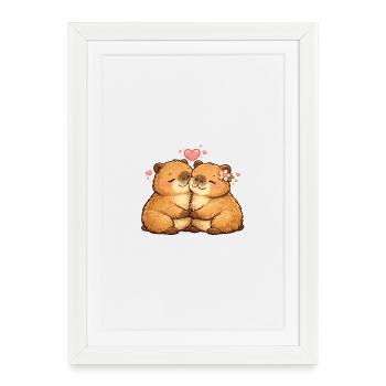 Une étreinte affectueuse de capybara - Affiche encadrée (27 × 37 cm) - blanc - Devant