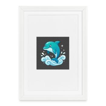 Cheerful dolphin over waves - Framed poster (27 × 37 cm) - white - Front