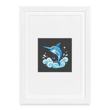 Water dolphin jumping motif - Framed poster (27 × 37 cm) - white - Front
