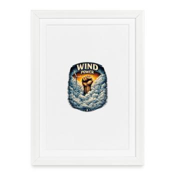 Wind Power Fist Rise - Framed poster (27 × 37 cm) - white - Front