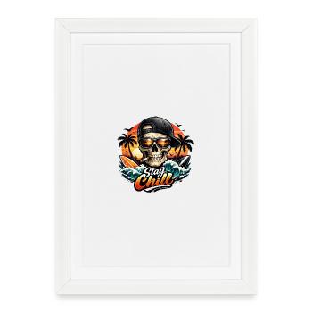 Stay Chill Skull on the Beach - Framed poster (27 × 37 cm) - white - Front
