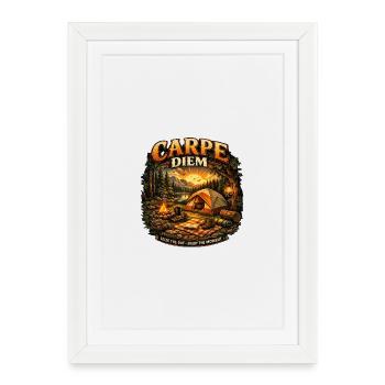Coucher de soleil sur le feu de camp de Carpe Diem - Affiche encadrée (27 × 37 cm) - blanc - Devant