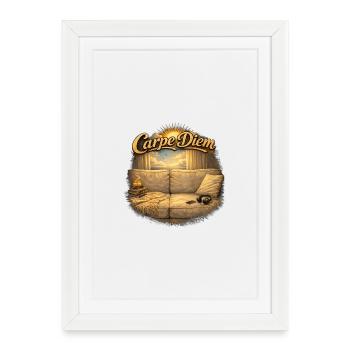 Carpe Diem Wohnzimmer Vintage Sofa - Gerahmtes Poster (27 × 37 cm) - Weiß - Vorne