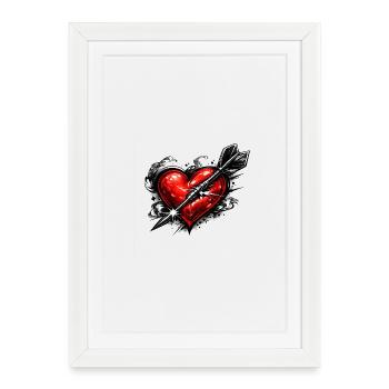 Heart with arrow in tattoo style - Framed poster (27 × 37 cm) - white - Front