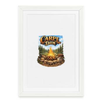 Carpe Diem am Lagerfeuer - Gerahmtes Poster (27 × 37 cm) - Weiß - Vorne