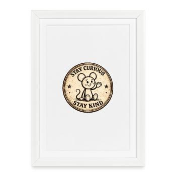 Curious Mouse Vintage Badge - Framed poster (27 × 37 cm) - white - Front