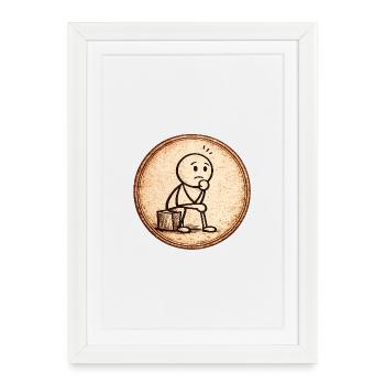 Sepia Thinker Sketch - Framed poster (27 × 37 cm) - white - Front