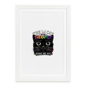 Katzentherapie: Bunte Pfotenträume - Gerahmtes Poster (27 × 37 cm) - Weiß - Vorne