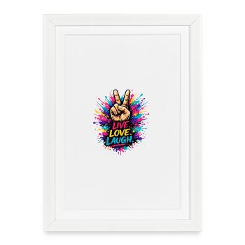 Éclaboussure de couleur de paix – Vivre amour rire - Affiche encadrée (27 × 37 cm) - blanc - Devant
