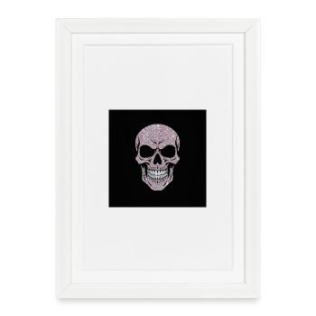 Crâne étincelant sur fond noir - Affiche encadrée (27 × 37 cm) - blanc - Devant