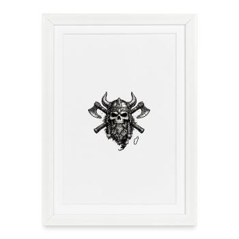 Viking Skull Crest with Axes - Framed poster (27 × 37 cm) - white - Front
