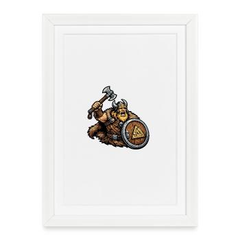 Viking warrior with shield - Framed poster (27 × 37 cm) - white - Front