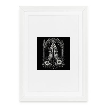 Alchemical Hands in Prayer and Mystical Eye - Framed poster (27 × 37 cm) - white - Front