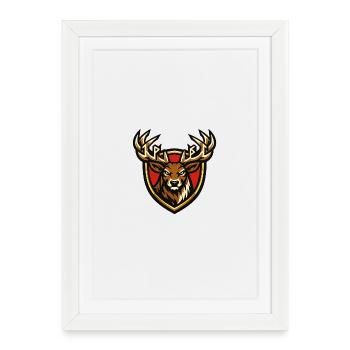 Stag in coat of arms style - Framed poster (27 × 37 cm) - white - Front