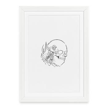 Skull MTB Forest Silhouette - Framed poster (27 × 37 cm) - white - Front