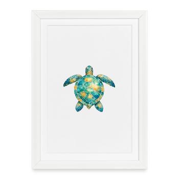 Water Mosaic Turtle - Framed poster (27 × 37 cm) - white - Front