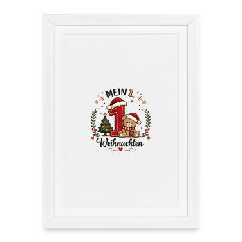Mein Erstes Weihnachten Teddy - Gerahmtes Poster (27 × 37 cm) - Weiß - Vorne