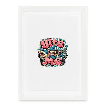 Cock Me Vintage Skeletal Shark - Framed poster (27 × 37 cm) - white - Front