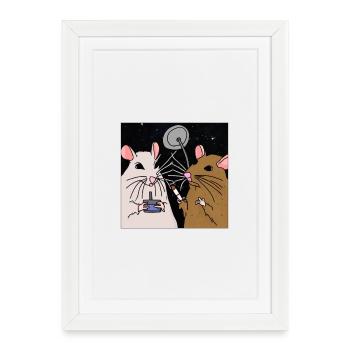 Fumer des rats dans l’espace. - Affiche encadrée (27 × 37 cm) - blanc - Devant