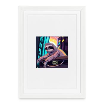 Cyberpunk sloth. - Framed poster (27 × 37 cm) - white - Front