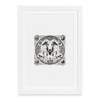 Greyhound Mandala Ornament - Framed poster (27 × 37 cm) - white - Front