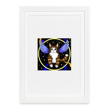 Chat ange dans l’espace. - Affiche encadrée (27 × 37 cm) - blanc - Devant