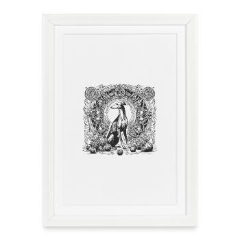 Elegant greyhound in Art Nouveau circle - Framed poster (27 × 37 cm) - white - Front