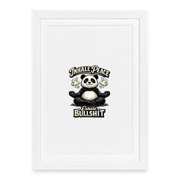 Panda Yogi – Inspire Peace - Affiche encadrée (27 × 37 cm) - blanc - Devant