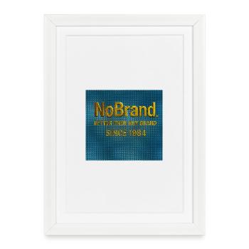 Texte NoBrand Gold sur denim - Affiche encadrée (27 × 37 cm) - blanc - Devant