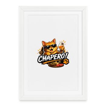 Chat roux - Apéro Chic et Pop - Affiche encadrée (27 × 37 cm) - blanc - Devant