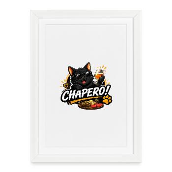 Chat noir Apéro Chic  - Affiche encadrée (27 × 37 cm) - blanc - Devant