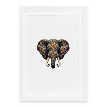 Éléphant décoré dans le style mosaïque - Affiche encadrée (27 × 37 cm) - blanc - Devant