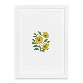 Gelber Blütenzweig  - Gerahmtes Poster (27 × 37 cm) - Weiß - Vorne