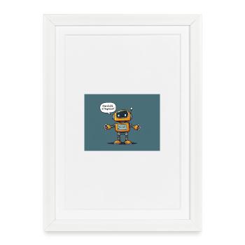 Cute Robot with Retro Charm - Framed poster (27 × 37 cm) - white - Front