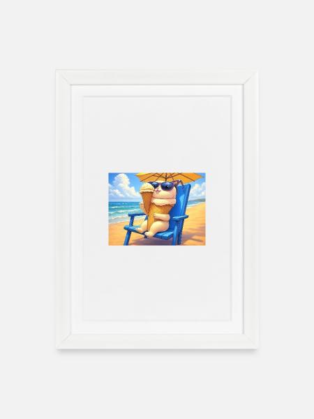 Strand Bunny Eiscreme Sonnenbrille - Framed poster (27 × 37 cm) - white
