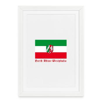 NRW Flag with coat of arms - Framed poster (27 × 37 cm) - white - Front