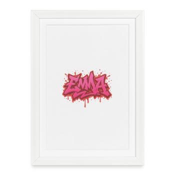 Graffiti EMMA cadeau idéal imprim - Affiche encadrée (27 × 37 cm) - blanc - Devant