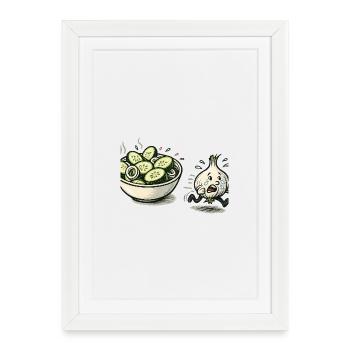 GurkenBowl pense que l’oignon est trop épicé - Affiche encadrée (27 × 37 cm) - blanc - Devant