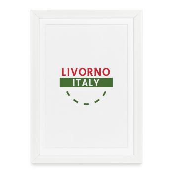 Livourne, Italie, emblème de voyage - Affiche encadrée (27 × 37 cm) - blanc - Devant