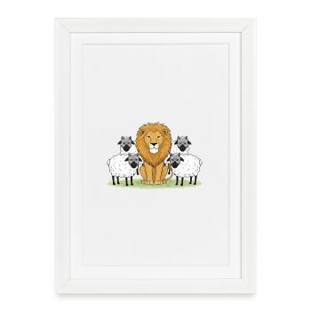 Leo in the center and woolly companions - Framed poster (27 × 37 cm) - white - Front